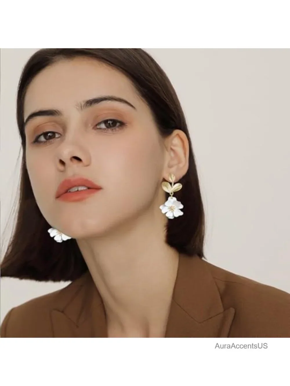 Boho Flower Dangle Drop Earrings Metal Gold Leaf Floral Statement Jewelry Women
